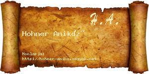 Hohner Anikó névjegykártya