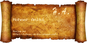 Hohner Anikó névjegykártya